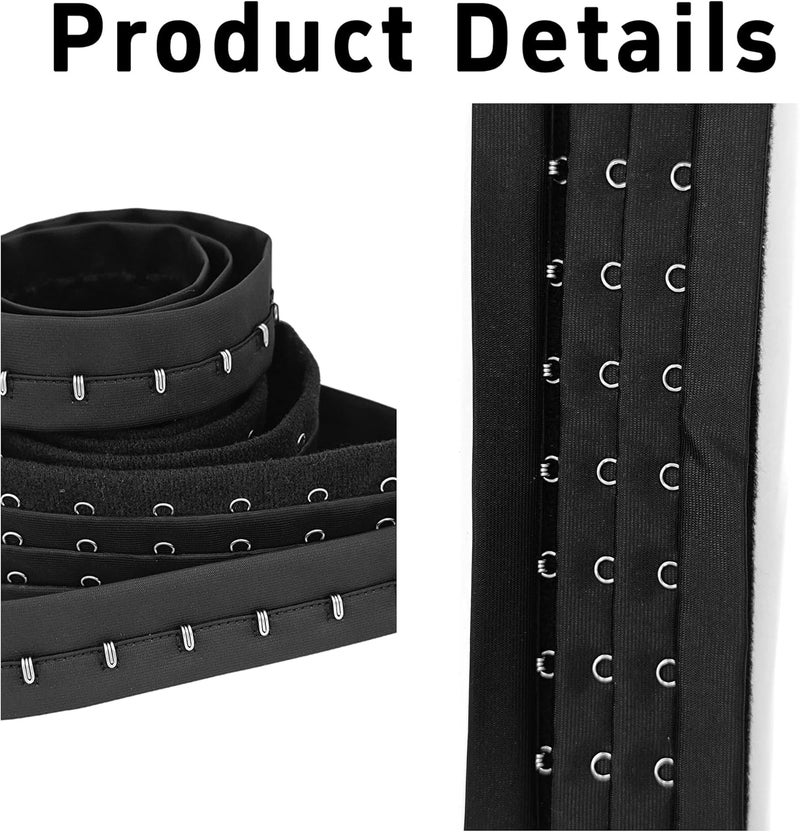 PT'SON 2Pcs 1.1 Yard Three Row Hook and Eye Tape with Stainless Steel Hook for Corsets, Bra Making, Costumes, Bridal Wear & DIY Sewing(Black) - Image 3